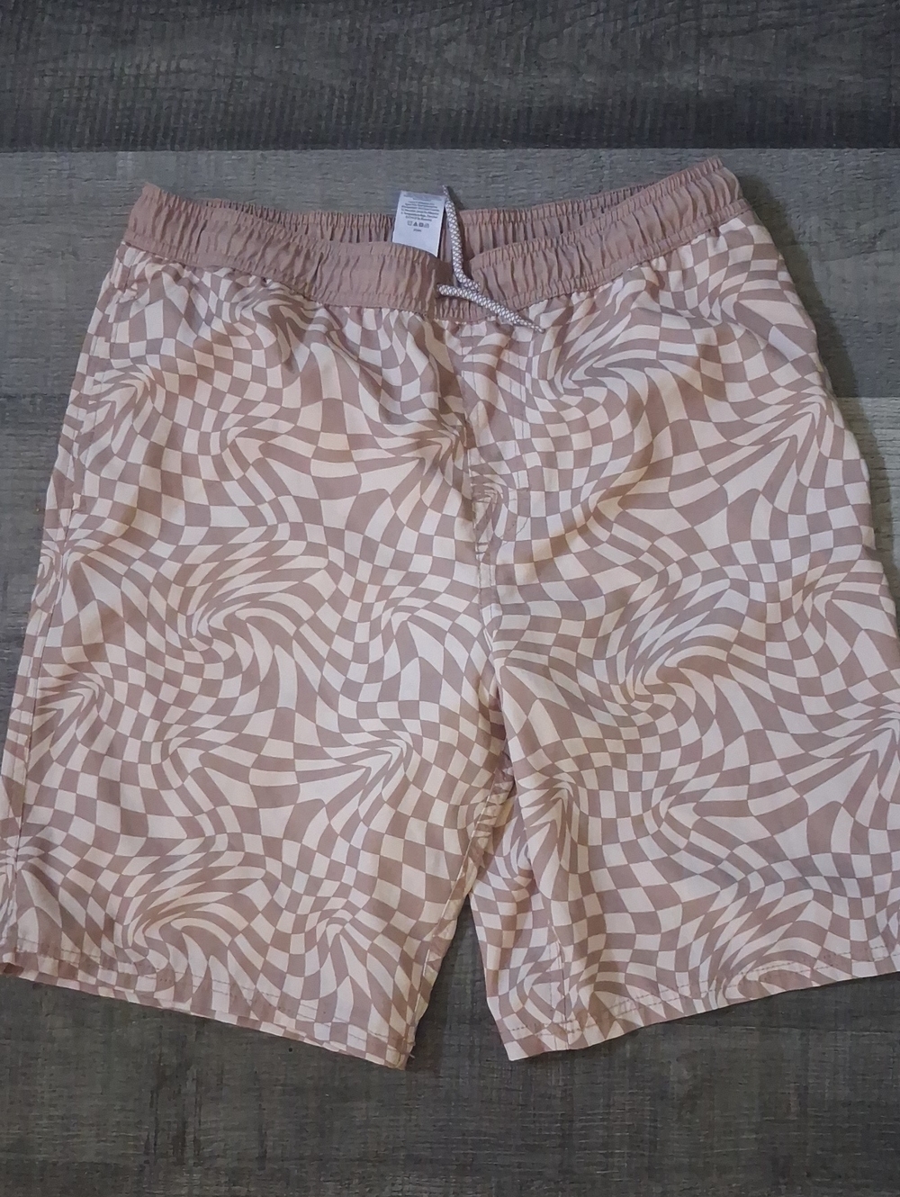 wonder nation Beige and Cream Swirl Print Swim Trunks